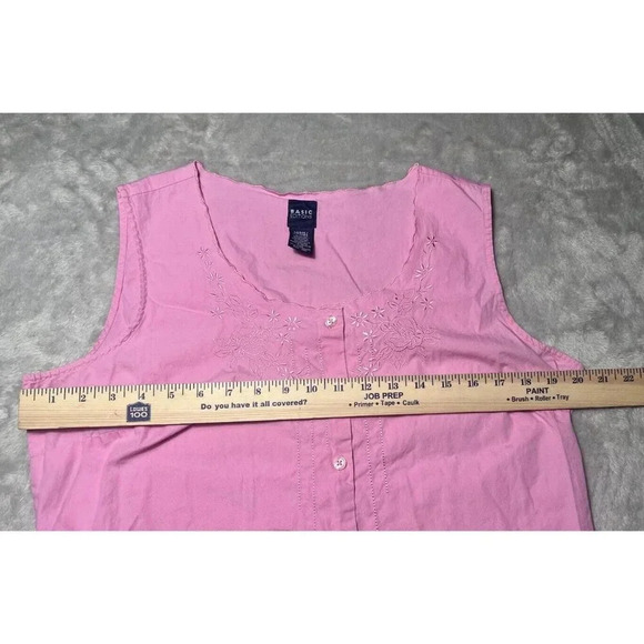 Basic Editions Women's Pink Floral Embroidered & Sleeveless Tank Top - Picture 7 of 12